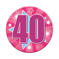 Set of six small birthday badges with "40" age design by Tiger Feet, perfect for celebrating a 40th birthday.