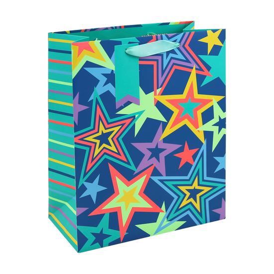 Eurowrap 6 Pack Gift Bag Neon Stars Large