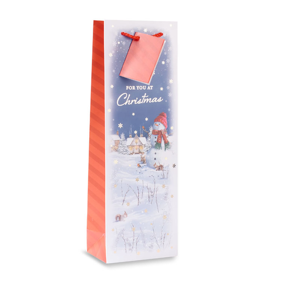 12pk Bottle Gift Bags Snowman