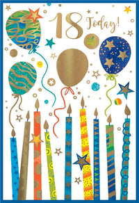 Simon Elvin C50 birthday cards set featuring six 18th birthday greeting cards with colorful designs and festive messages.