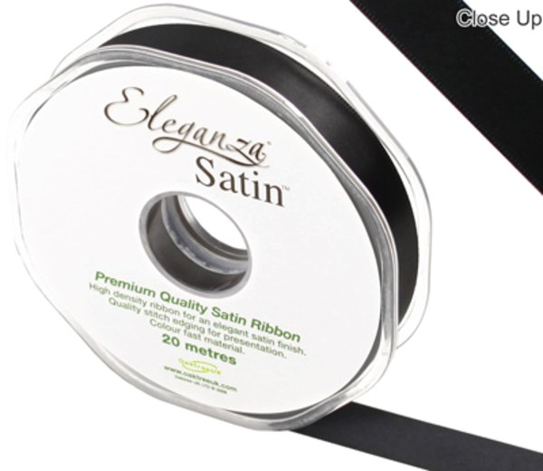 Eleganza Satin Ribbon Black 15mm x 20m