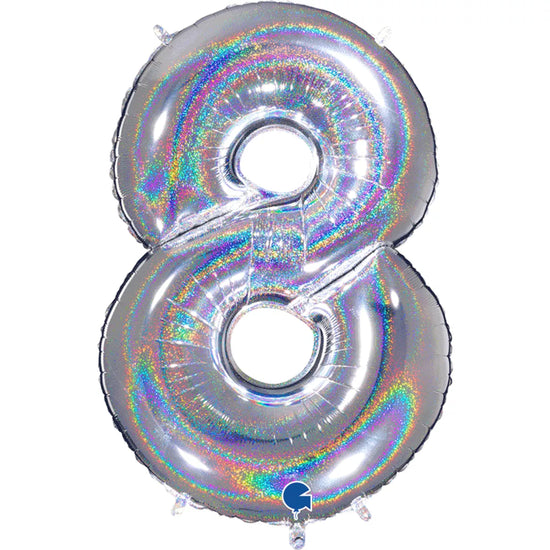 Grabo Foil Holo Glitter Silver 40" Number 8