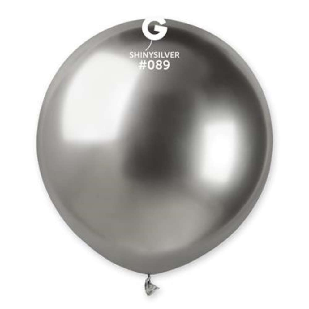 Gemar 25 Latex Balloons 19" Shiny Silver