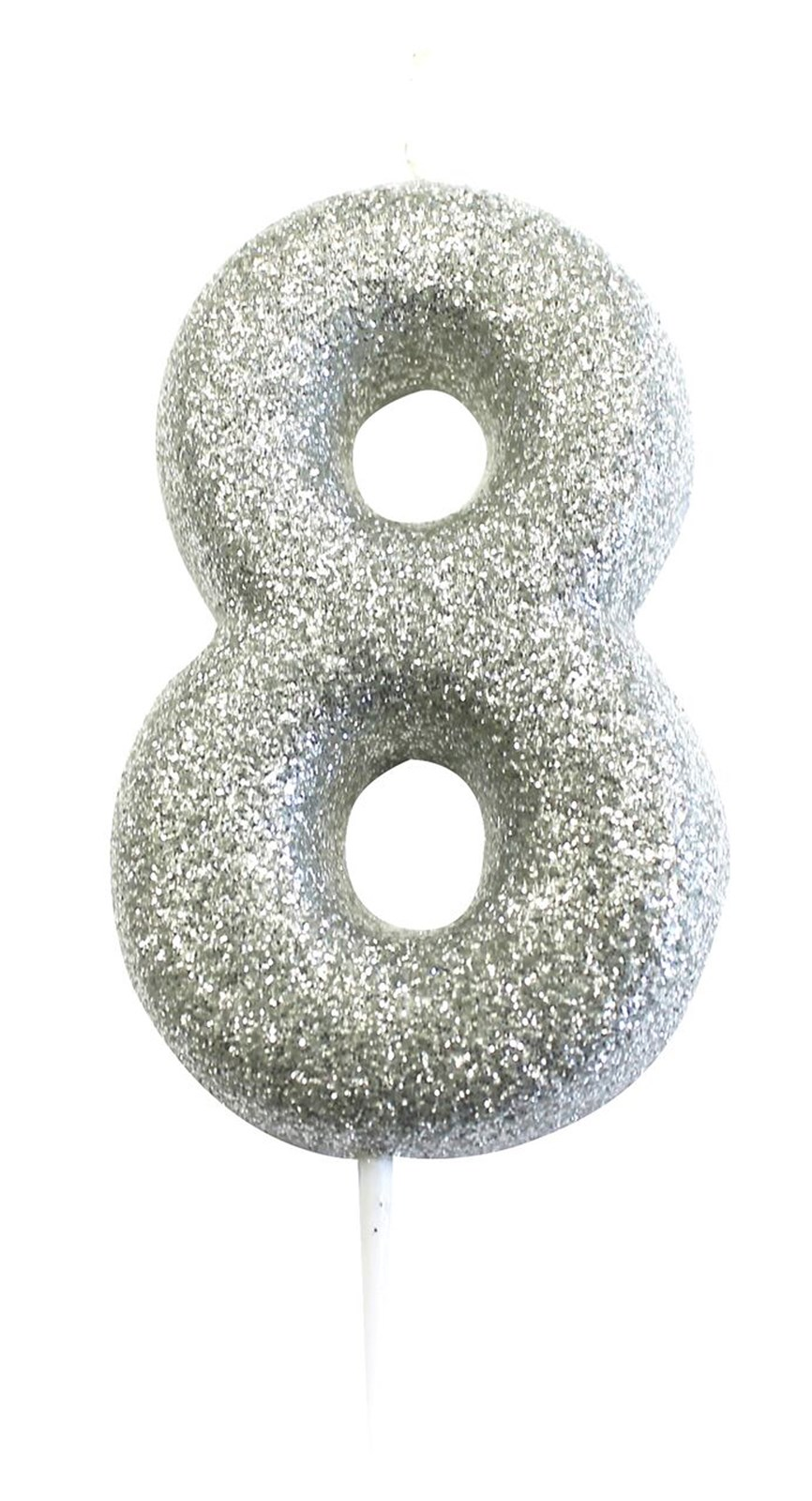 Creative Party Candle Number 8 Glitter Silver 7cm