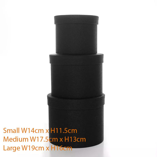 Hat Boxes Textured Black Set of 3 (Asst Sizes)