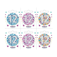 Small 12th Birthday Badges 6pk