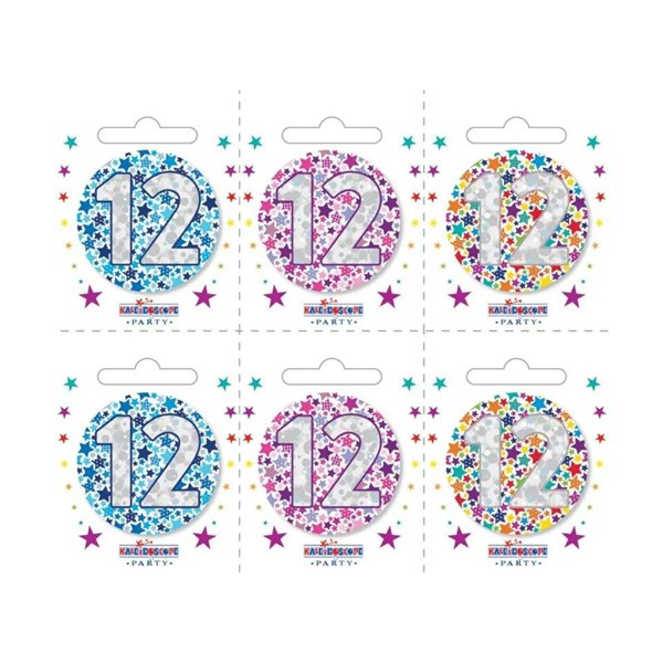 Small 12th Birthday Badges 6pk