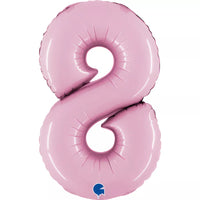Pastel pink Grabo foil balloon shaped as the number 8, measuring 14 inches, suitable for celebration decorations
