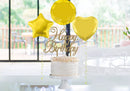 Oaktree Fizz Birthday gold cake topper, 161mm, decorative cake decoration with a festive birthday theme.