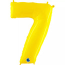 Yellow Fluo Grabo foil balloon in the shape of the number 7, measuring 40 inches, with shiny metallic finish.
