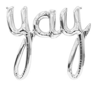 Yay Script 33.5" Foil Balloon - Silver