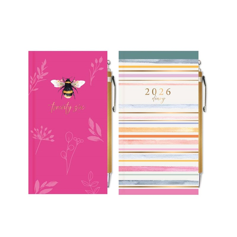Diary Slim WTV W/Pen Bee Floral 2027 12pk