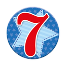 Six small Tiger Feet birthday badges featuring the number 7, perfect for birthday celebrations and party decorations.