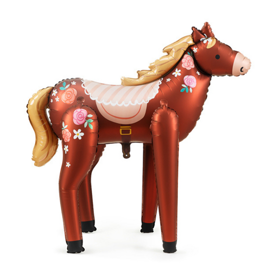 PartyDeco Foil Balloon Brown Standing Horse 50"
