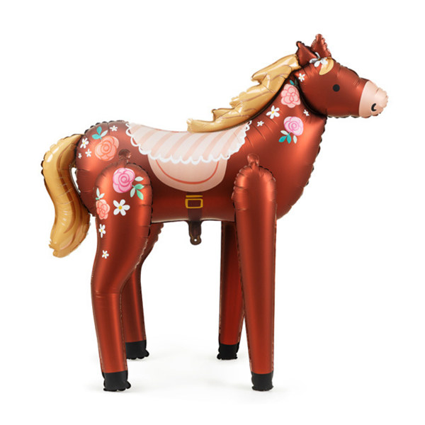 PartyDeco Foil Balloon Brown Standing Horse 50"
