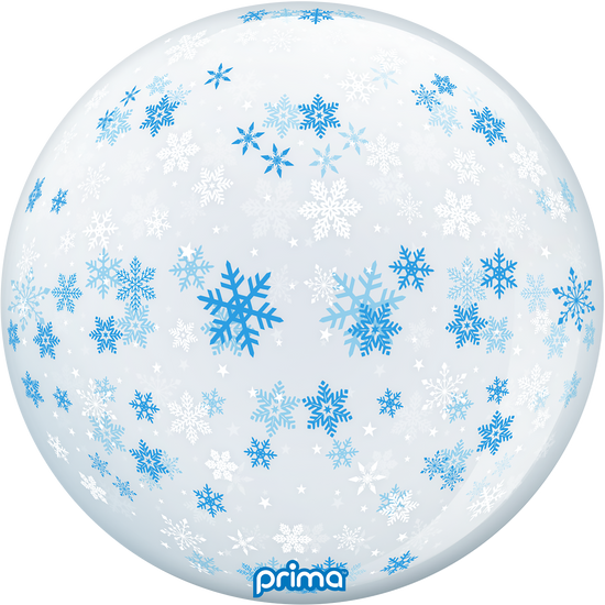 Foil Balloon 20" Blue & White Snowflakes Sphere