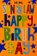 Simon Elvin C50 birthday greeting cards set for son-in-law featuring colorful designs in a 6-pack.