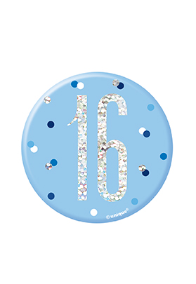 Unique Badge Blue Glitz Age 16 3