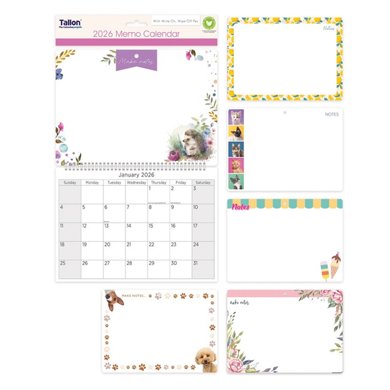 Memo Calendar With Pen Compact 2027 12pk