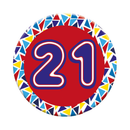 Six small Tiger Feet birthday badges with the number 21, perfect for celebrating 21st birthdays.