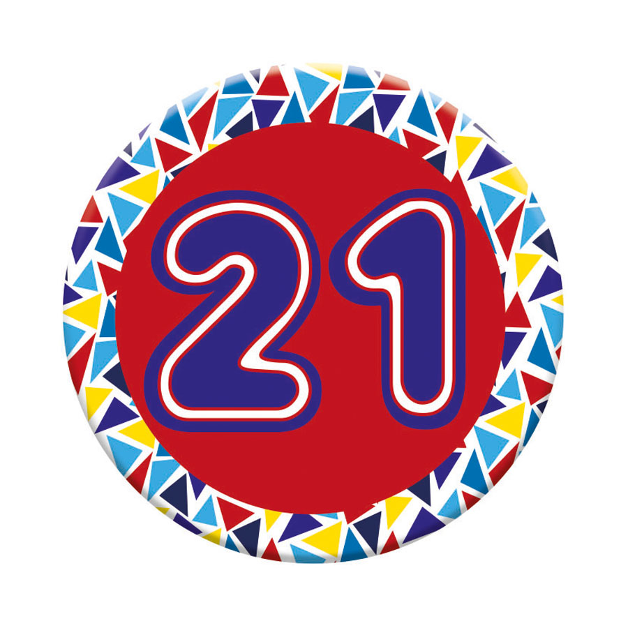 Six small Tiger Feet birthday badges with the number 21, perfect for celebrating 21st birthdays.