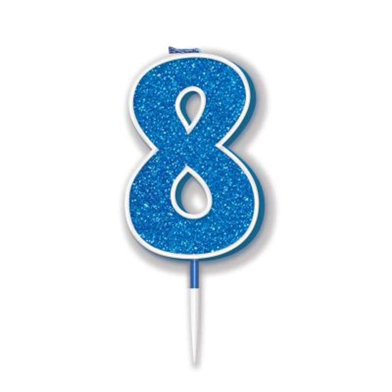Oaktree Party Candle Number 8 Blue 7.5cm