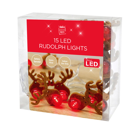 LED Lights Rudolph 15pce (Battery Operated)