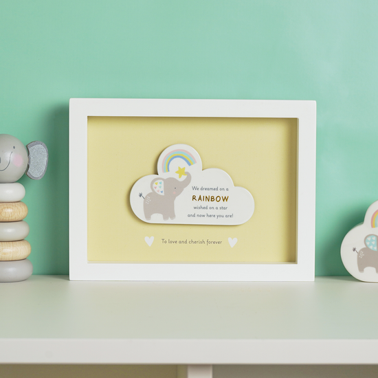Widdop Hello Baby Framed Plaque Rainbow