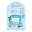 Prelude Christening Grandson Cards, 6-pack of elegant greeting cards featuring religious design for grandson's christening celebration.