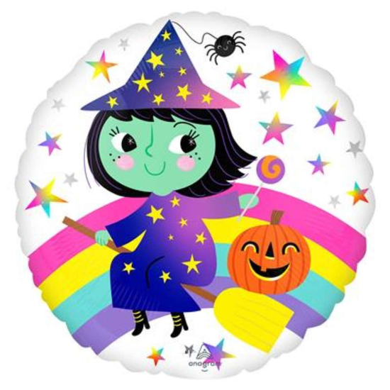 Foil Balloon 18" Round Rainbow Witch
