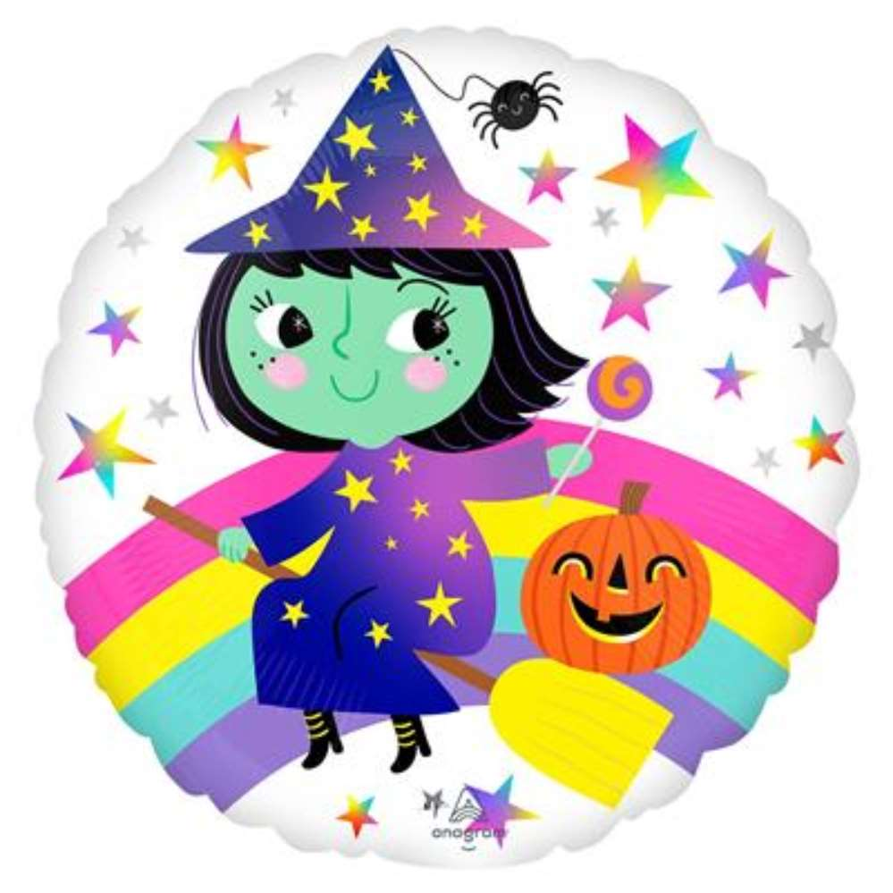Foil Balloon 18" Round Rainbow Witch