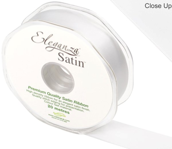 Eleganza Satin Ribbon White 25mm x 20m