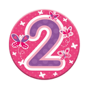 Six small Tiger Feet birthday badges with age 2 design, perfect for celebrating a 2nd birthday.