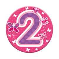 Six small Tiger Feet birthday badges with age 2 design, perfect for celebrating a 2nd birthday.