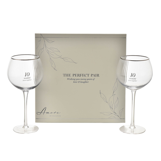 Amore Set of 2 Gin Glasses 10th Anniversary