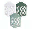 Unique Green & White Paper Lanterns 3pk