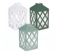 Unique Green & White Paper Lanterns 3pk