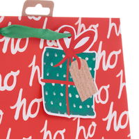 Gift Bag Ho Ho Ho Red Large Portrait 12pk