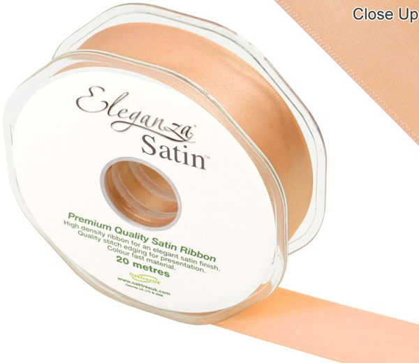 Eleganza Satin Ribbon Peach 25mm x 20m