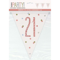 Unique Flag Banner Rose Gold Glitz Age 21 9ft
