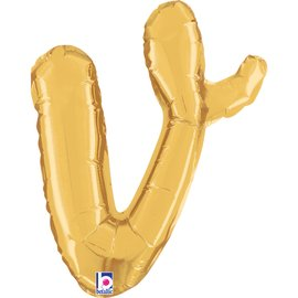 Grabo Foil Balloon Gold Script 14" Letter V