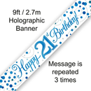 Oaktree Banner Sparkling Fizz Age 21 Blue 9ft