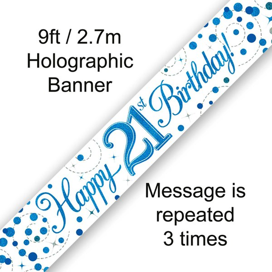 Oaktree Banner Sparkling Fizz Age 21 Blue 9ft