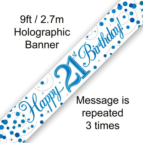 Oaktree Banner Sparkling Fizz Age 21 Blue 9ft