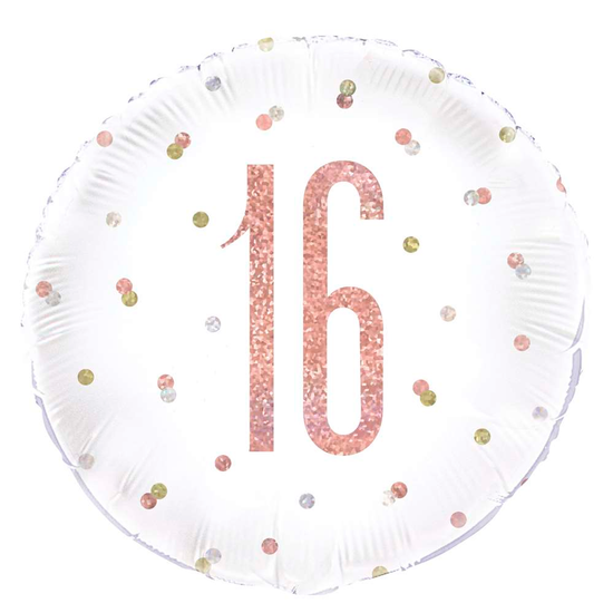 Unique Foil Balloon Rose Gold Glitz Age 16 18"