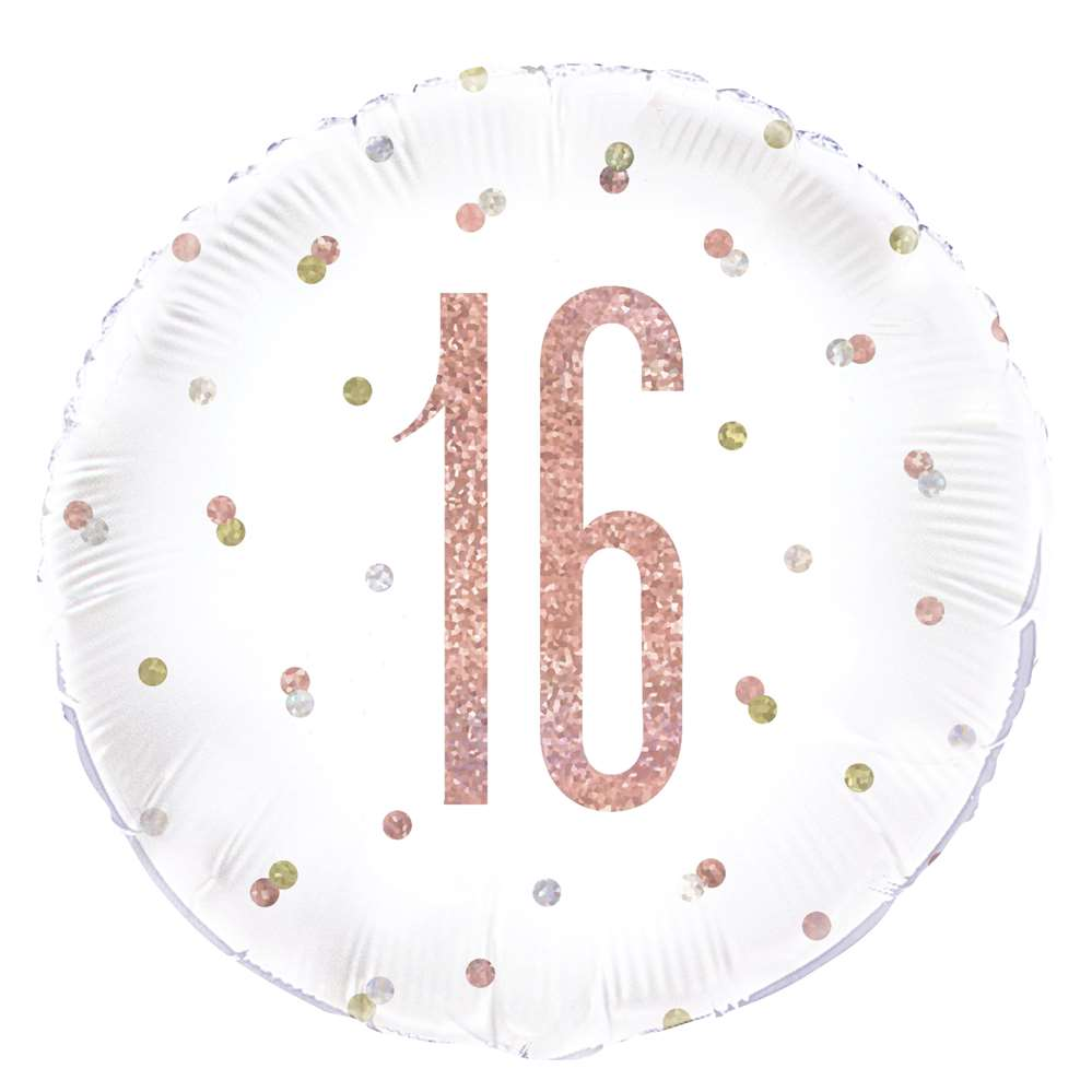Unique Foil Balloon Rose Gold Glitz Age 16 18"