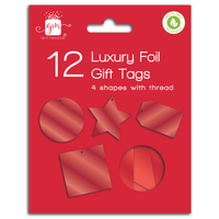 IG Design Group 12 Pack Gift Tags Foiled Red