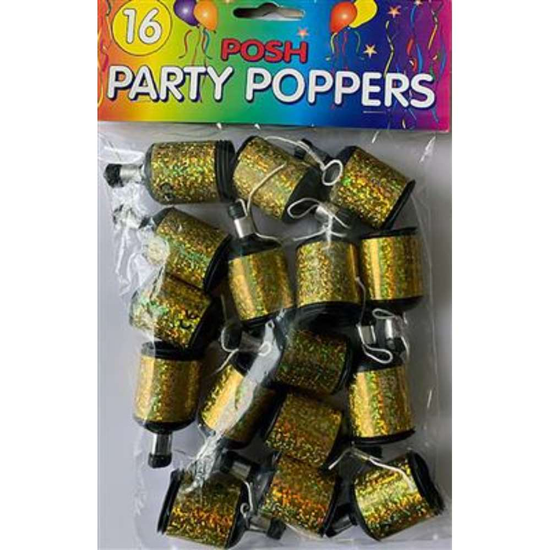 Desk Top Trading 16 Pack Party Poppers Gold