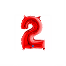 Red Grabo foil balloon shaped as the number 2, 14 inches tall, with shiny metallic surface and clear number design.