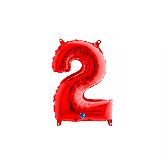 Grabo Foil Balloon Red 14" Number 2